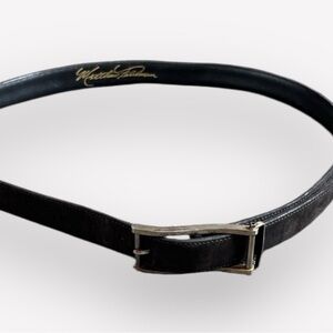 🥑Matthew Feldman Black Leather Belt Silver Buckle | Minimalist Luxury | 34”